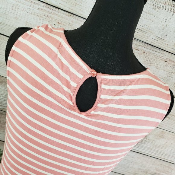 WILLI SMITH CORAL AND CREAM STRIPED TOP - LARGE - Picture 6 of 9